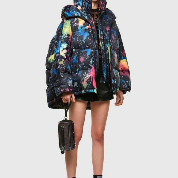 Diesel W-Janua Woman's Quilted Jacket with Internal Vest and Double Hood XXS - Picture 7 of 12